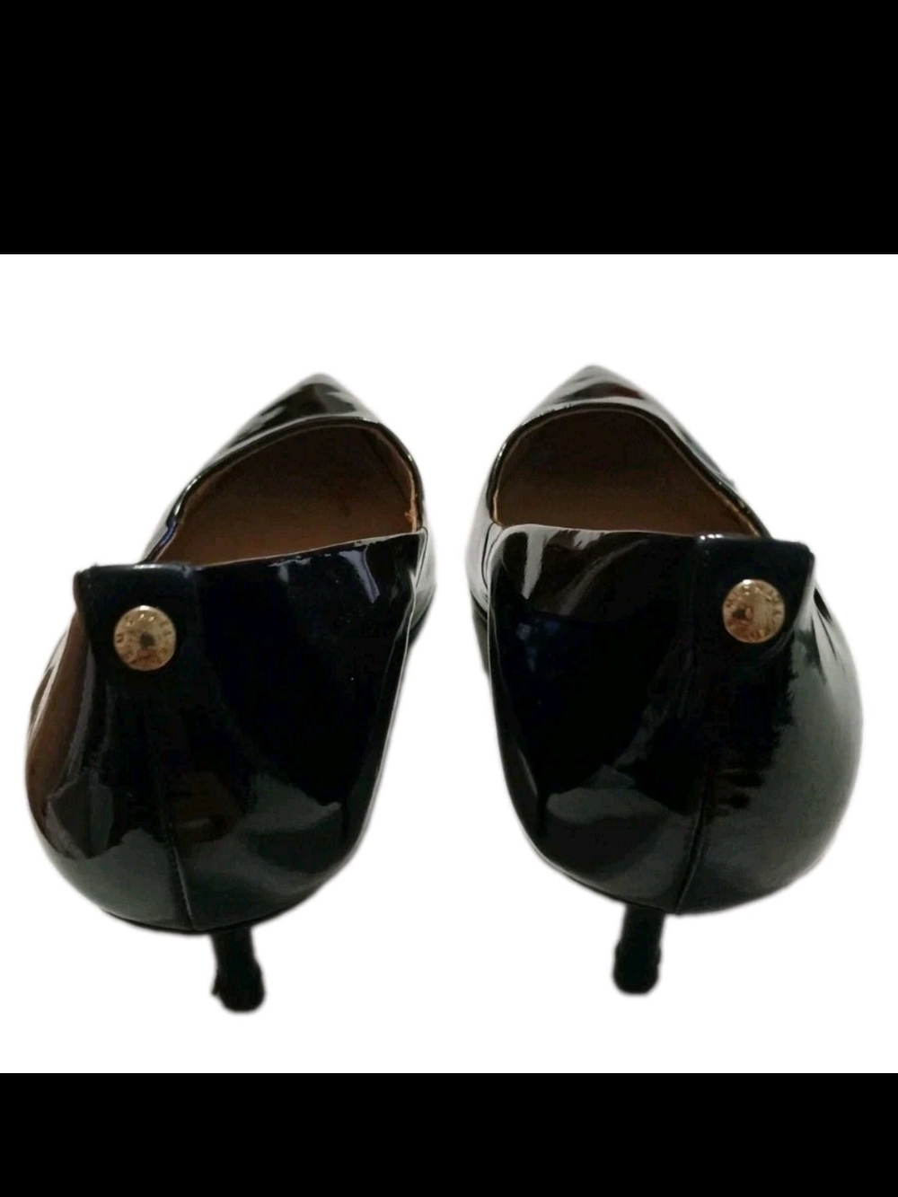 Black Patent Leather Kitten Heel Pumps - Women